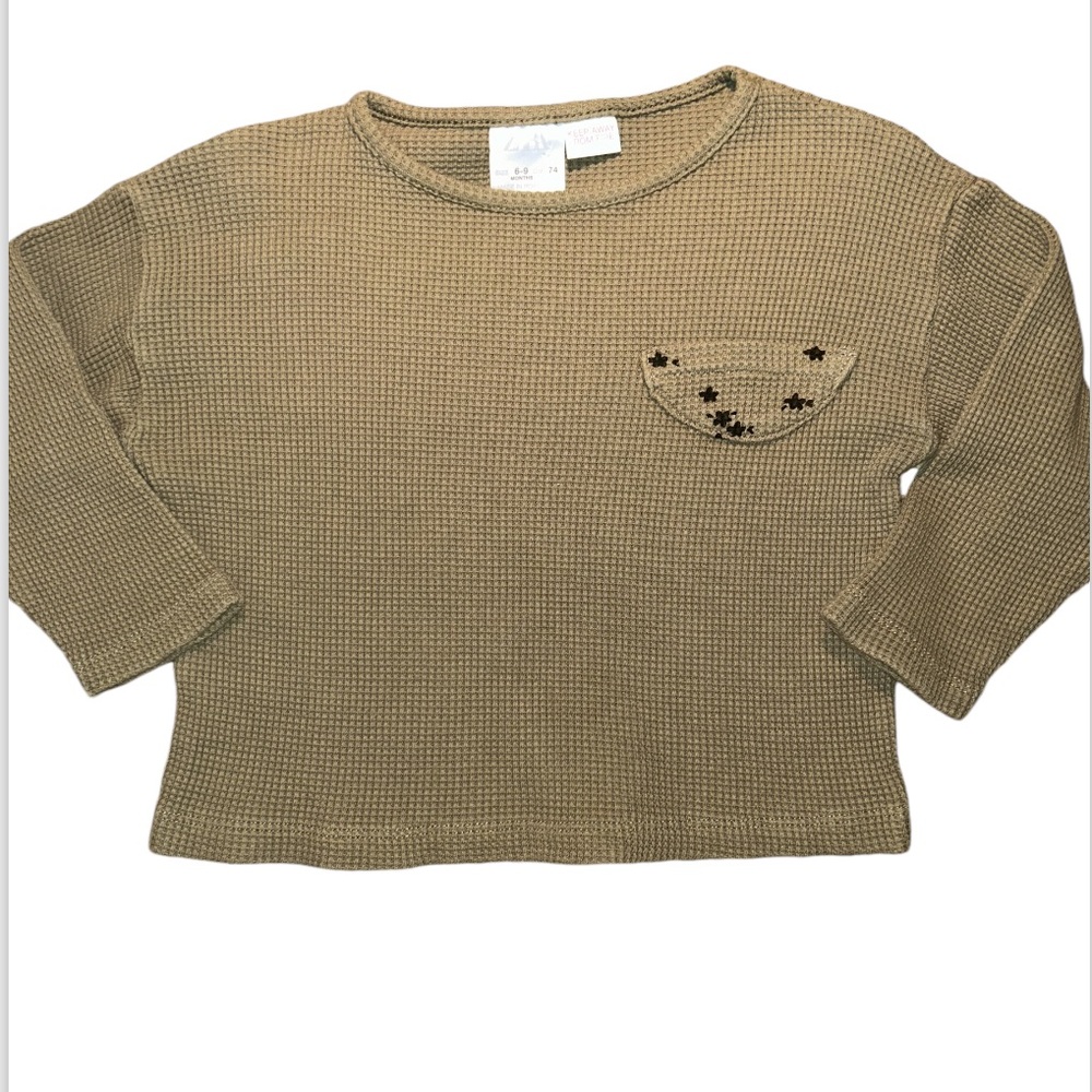 Zara Baby Girl Waffle Knit Top Size 6-9 Months